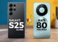 نمایشگر گلکسی S25 اولترا در برابر میت 80 پرو مکس؛ نبرد پرچمداران